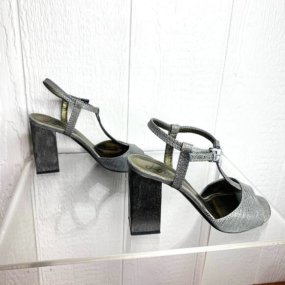 LANVIN Studio 54 Silver Metallic T-Strap Heels US 10.5 - Picture 5 of 10